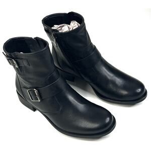 Paul Green Wyatt Womens Black Leather Ankle Boots Moto Size US 6 UK 3.5 New $495